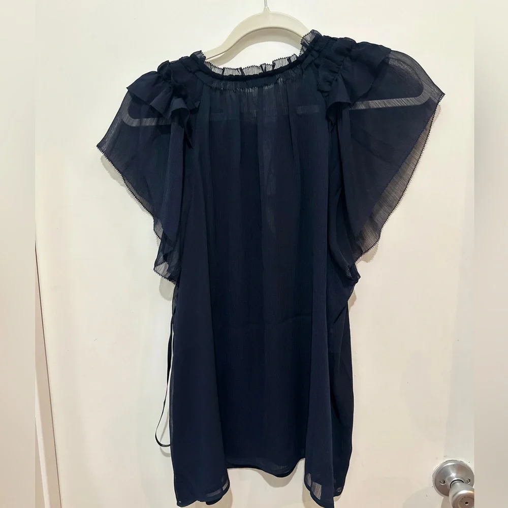 Tommy Hilfiger Navy Blue Ruffled Blouse - Picture 2 of 6